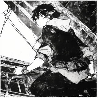 Cosmopera style, Midjourney V6.1: black-and-white manga comic strip