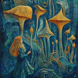 Xylophagous Pilgrimism style, Midjourney V6.1: retro fairy-tale illustration