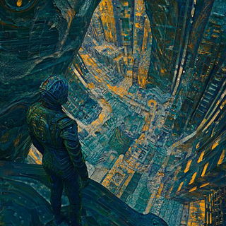 Xylophagous Pilgrimism style, Midjourney V6.1: cinematic shot from sci-fi movie