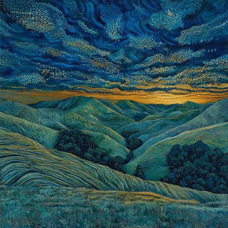 Xylophagous Pilgrimism style, Midjourney V6.1: realistic landscape photograph of quiet dawn