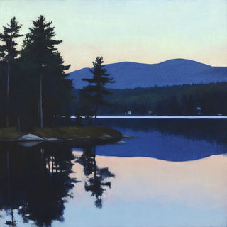 Fluvial Surrealism style, Midjourney V6.1: realistic landscape photograph of quiet dawn