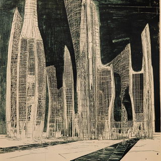 Porthole Behemoths style, Midjourney V6.1: megacity with futuristic bioarchitecture
