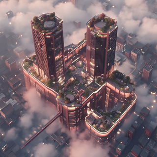 Morrowclay Collective style, Midjourney V6.1: megacity with futuristic bioarchitecture