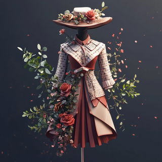 Morrowclay Collective style, Midjourney V6.1: haute-couture fashion outfit