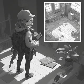 Morrowclay Collective style, Midjourney V6.1: black-and-white manga comic strip