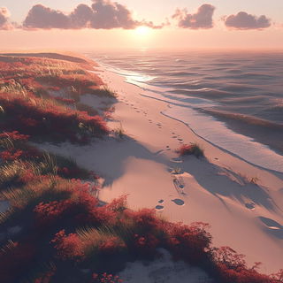 Morrowclay Collective style, Midjourney V6.1: realistic landscape photograph of quiet dawn
