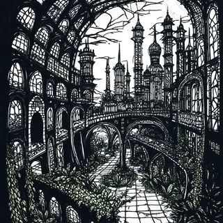 Plateau Blueback style, Midjourney V6.1: megacity with futuristic bioarchitecture