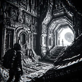 Plateau Blueback style, Midjourney V6.1: cinematic shot from sci-fi movie