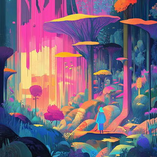 Forgeprint style, Midjourney V6.1: retro fairy-tale illustration