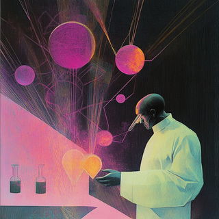 Crystalglyphics style, Midjourney V6.1: editorial illustration for popular scientific magazine cover