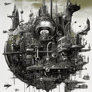Palmstep style, Midjourney V6.1: megacity with futuristic bioarchitecture