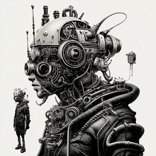 Palmstep style, Midjourney V6.1: concept art character design of retropunk steam knight
