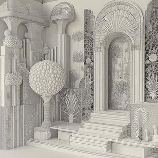 Ferrous Flamegrove style, Midjourney V6.1: abstract 3D render