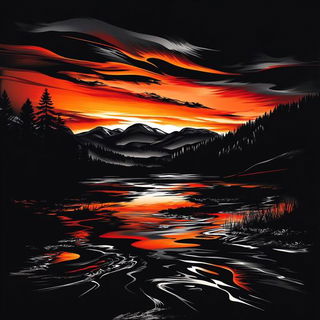 Peachrayism style, Midjourney V6.1: realistic landscape photograph of quiet dawn