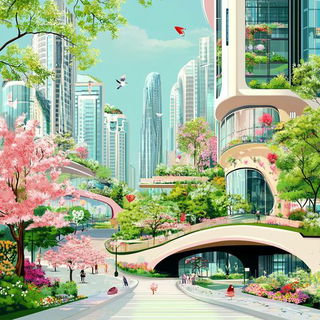 Bramblechromia style, Midjourney V6.1: megacity with futuristic bioarchitecture