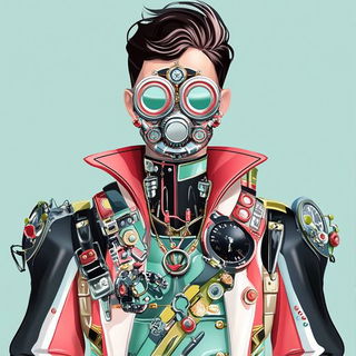 Bramblechromia style, Midjourney V6.1: concept art character design of retropunk steam knight