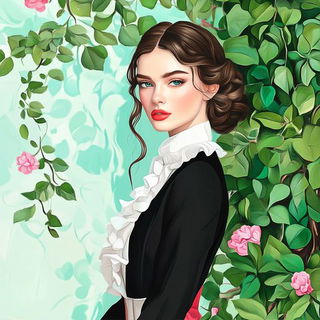 Bramblechromia style, Midjourney V6.1: photographic portrait of female protagonist
