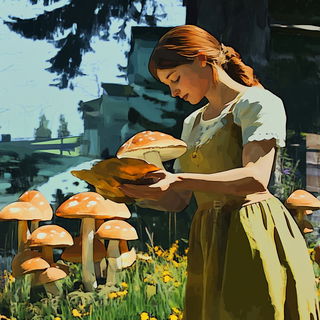 Xenobotanical Prismatics style, Midjourney V6.1: retro fairy-tale illustration