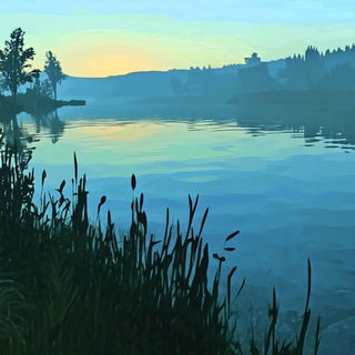 Xenobotanical Prismatics style, Midjourney V6.1: realistic landscape photograph of quiet dawn