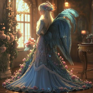Softbox Automata style, Midjourney V6.1: haute-couture fashion outfit