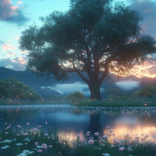 Softbox Automata style, Midjourney V6.1: realistic landscape photograph of quiet dawn