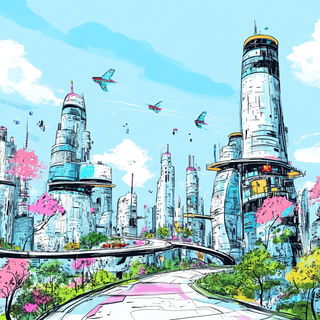 Tealbird Afterlight style, Midjourney V6.1: megacity with futuristic bioarchitecture