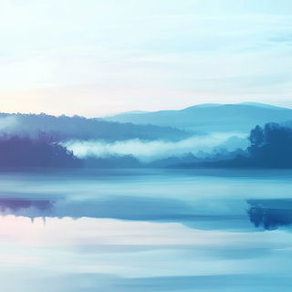 Smokequette style, Midjourney V6.1: realistic landscape photograph of quiet dawn