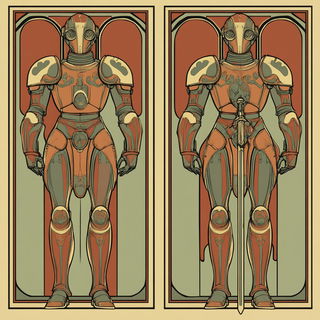 Washfable style, Midjourney V6.1: concept art character design of retropunk steam knight