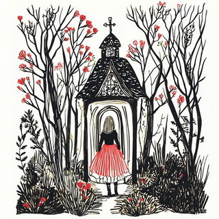 Gestural Calligraphic Socialism style, Midjourney V6.1: retro fairy-tale illustration