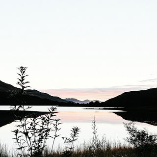 Gestural Calligraphic Socialism style, Midjourney V6.1: realistic landscape photograph of quiet dawn