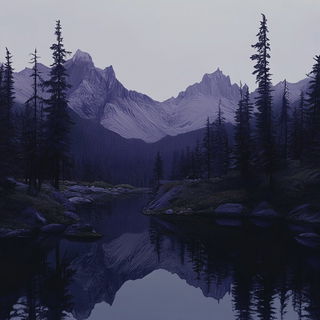 Joineryscape style, Midjourney V6.1: realistic landscape photograph of quiet dawn