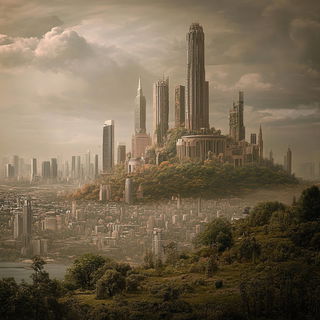 Tealtrack Scenography style, Midjourney V6.1: megacity with futuristic bioarchitecture