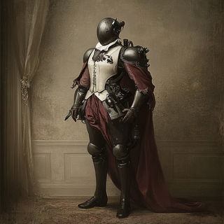Tealtrack Scenography style, Midjourney V6.1: concept art character design of retropunk steam knight