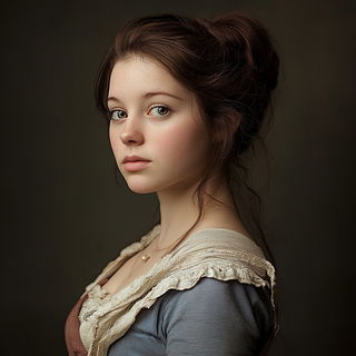 Tealtrack Scenography style, Midjourney V6.1: photographic portrait of female protagonist