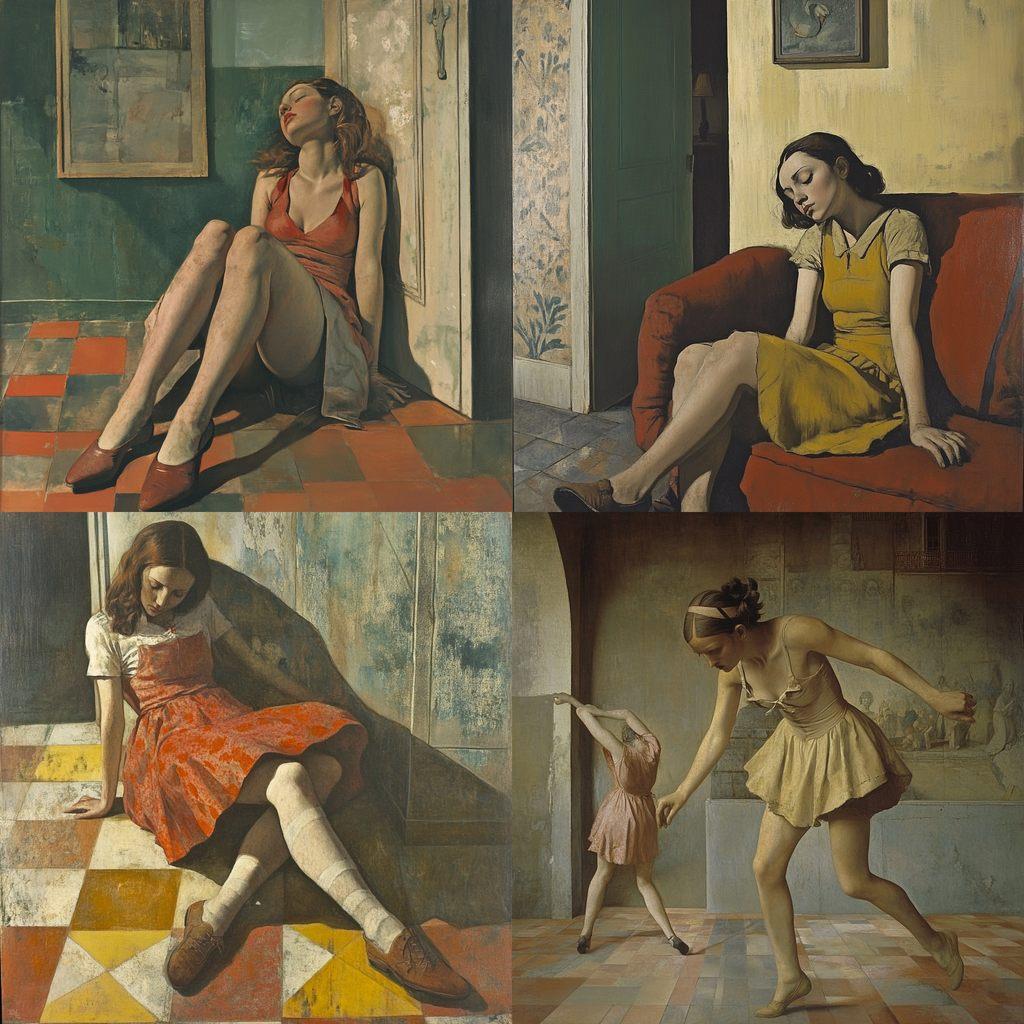 Balthus style, Midjourney V6.1, render 1 of 4