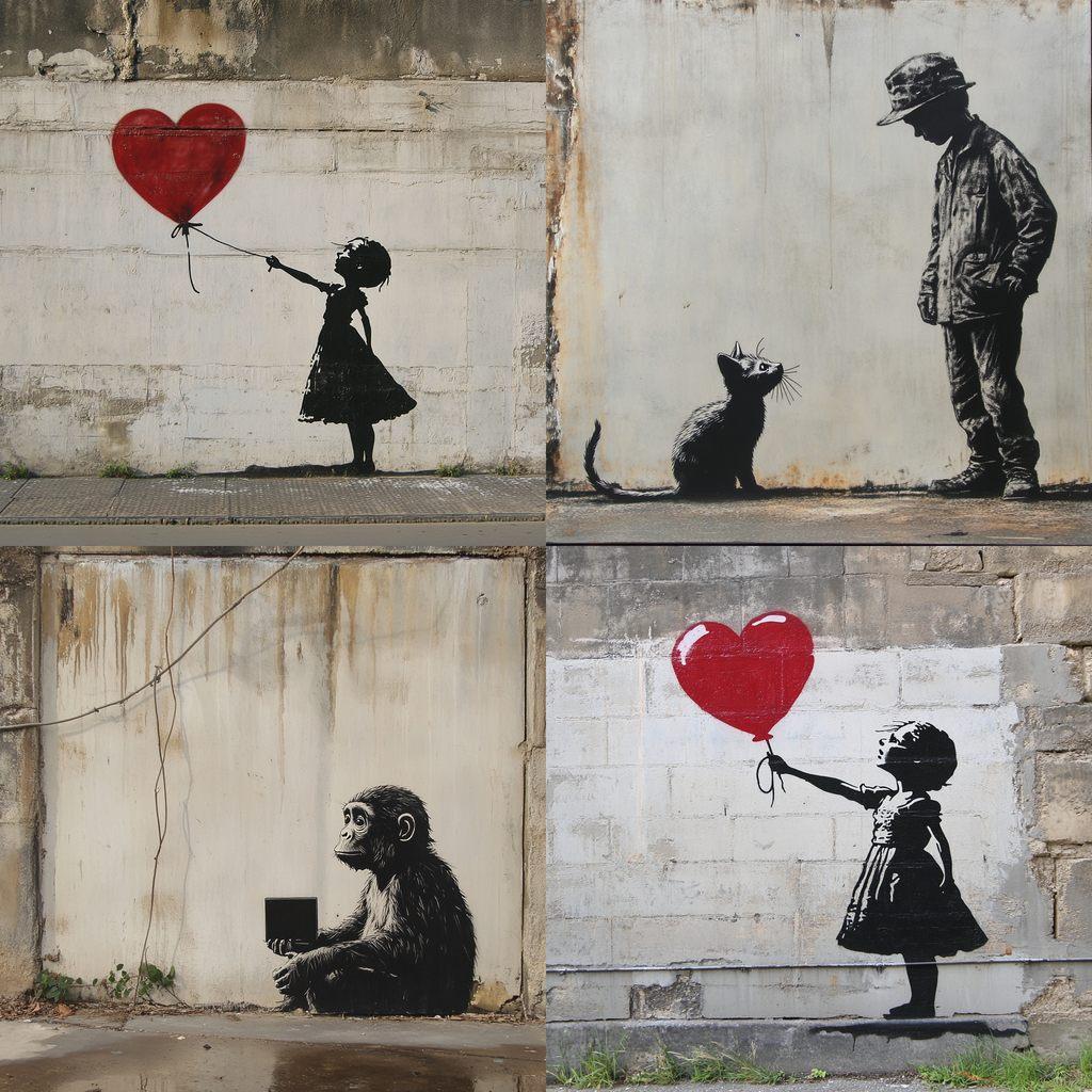 Banksy style, Midjourney V6.1, render 1 of 4