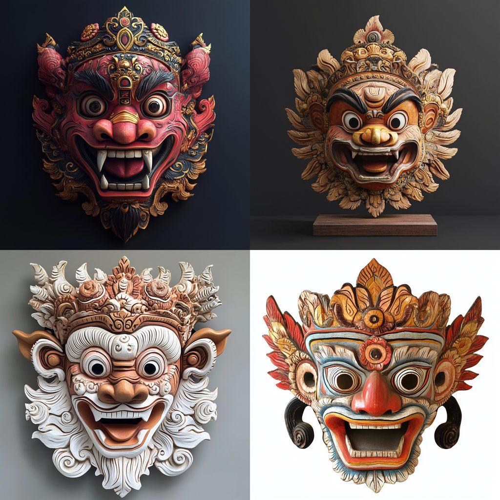 Barong mask style, Midjourney V6.1, render 1 of 4