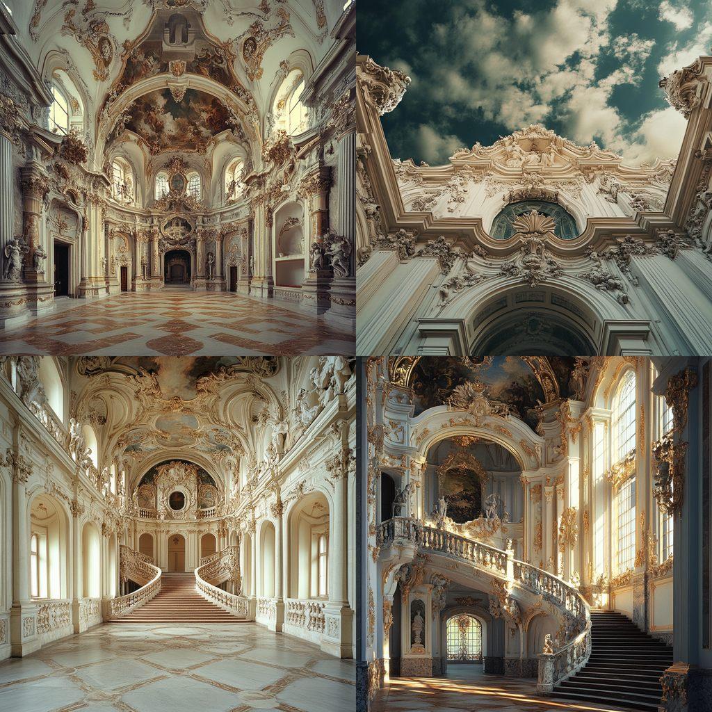 Baroque architecture style, Midjourney V6.1, render 1 of 4