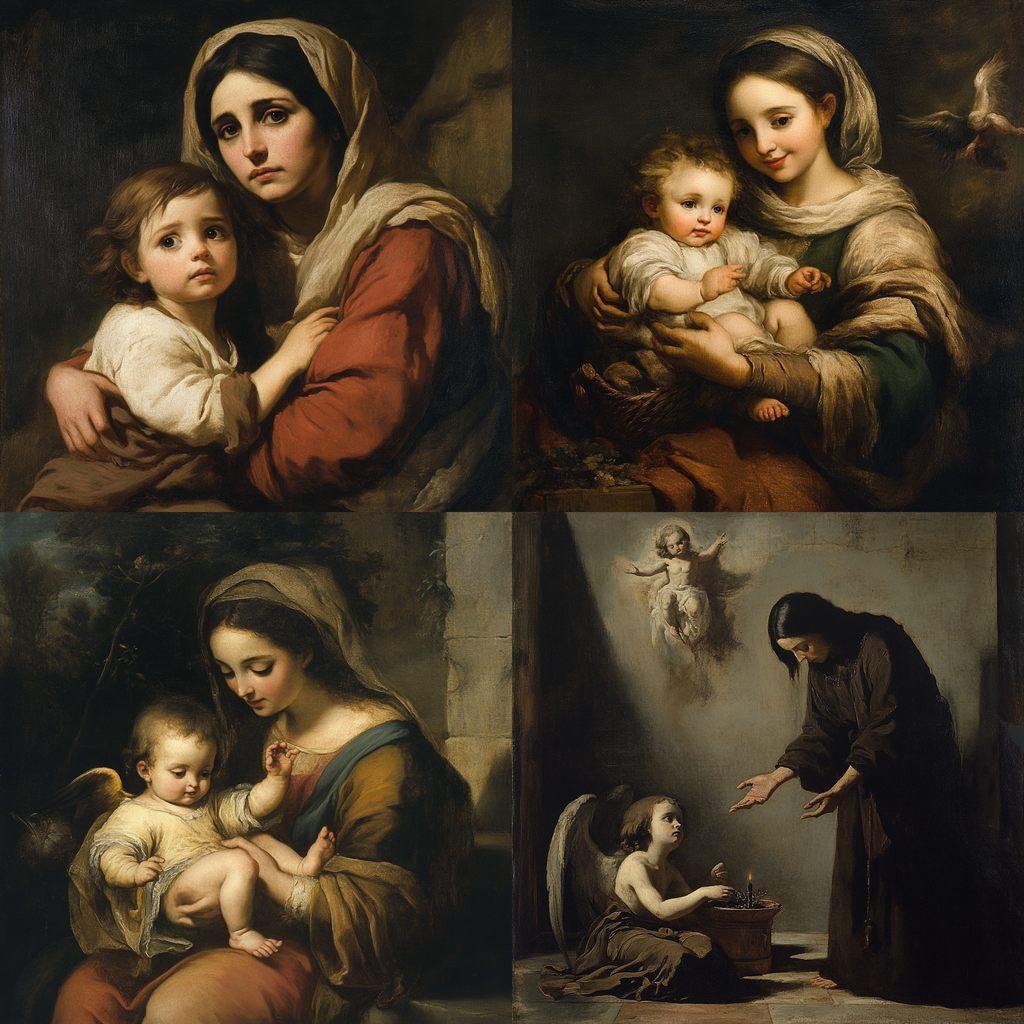 Bartolome Esteban Murillo style, Midjourney V6.1, render 1 of 4