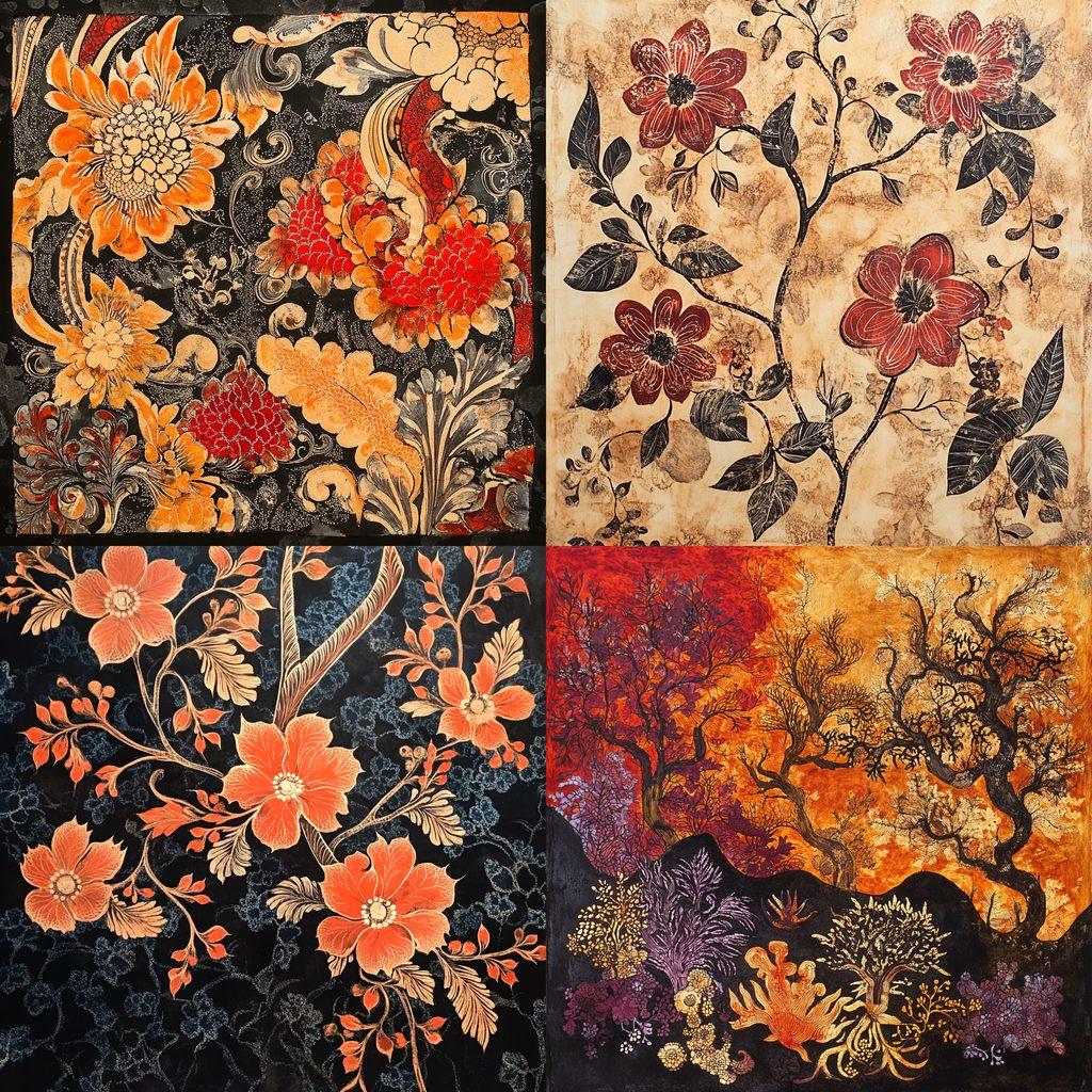 Batik style, Midjourney V6.1, render 1 of 4