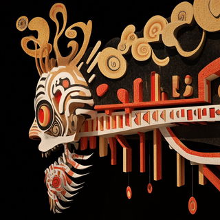 Cinnabar Flashroom style, Midjourney V6.1: abstract 3D render