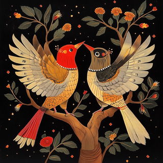 Cinnabar Flashroom style, Midjourney V6.1: traditional folk art