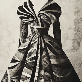 Portalstone style, Midjourney V6.1: haute-couture fashion outfit
