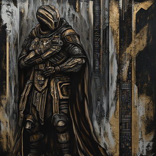 Kryvex Collective style, Midjourney V6.1: concept art character design of retropunk steam knight