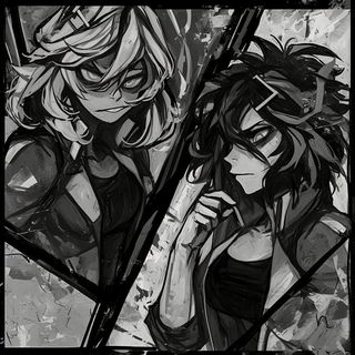 Kryvex Collective style, Midjourney V6.1: black-and-white manga comic strip