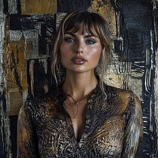 Kryvex Collective style, Midjourney V6.1: photographic portrait of female protagonist