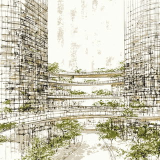 Pigmentfog Urbanism style, Midjourney V6.1: megacity with futuristic bioarchitecture