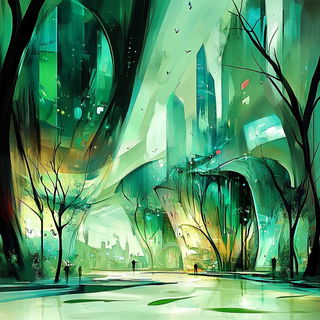 Tidal Ink Abstraction style, Midjourney V6.1: megacity with futuristic bioarchitecture