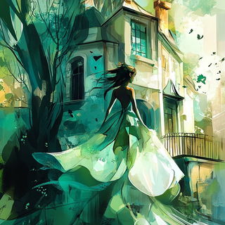 Tidal Ink Abstraction style, Midjourney V6.1: retro fairy-tale illustration