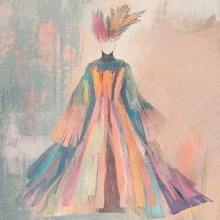 Inkfen Balladry style, Midjourney V6.1: haute-couture fashion outfit